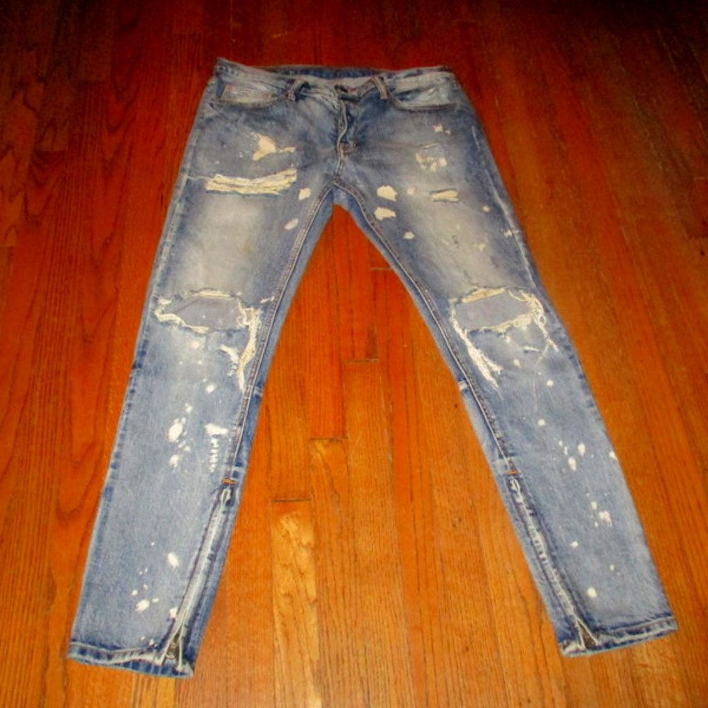 mnmi Distressed Skinny B-Fly Jeans Sz 36x34